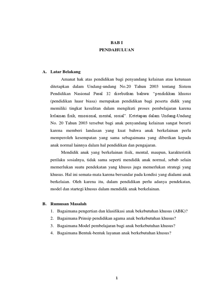 Anak Berkebutuhan Khusus Abk Pdf