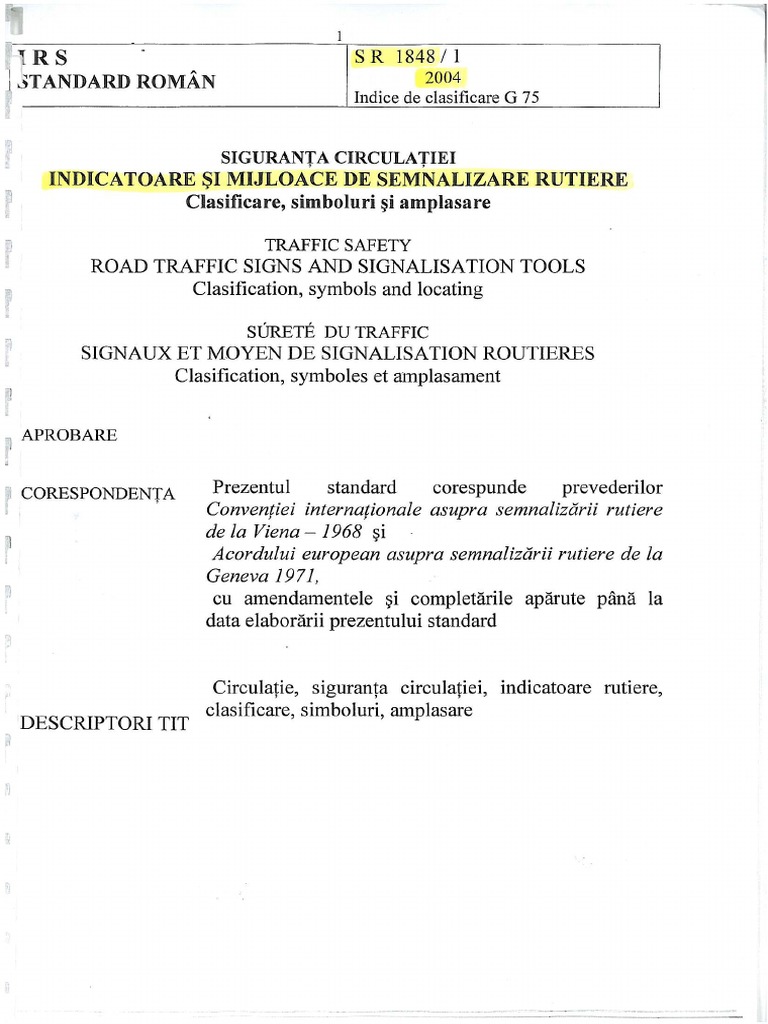 Stas 1848 1 7 2004 Indicatoare Si Mijloace De Semnalizare Rutiera Pdf