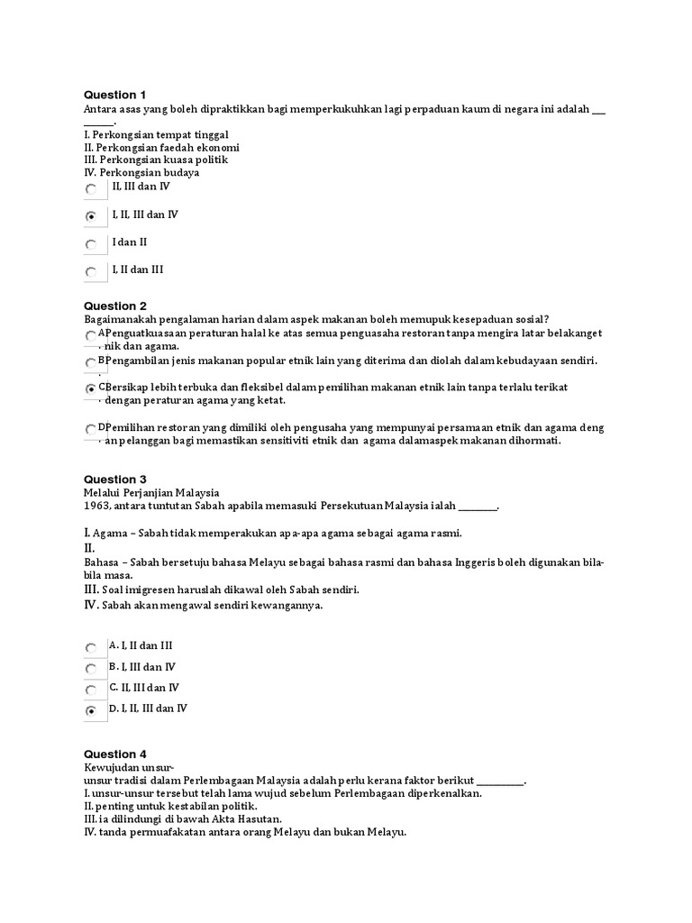 Contoh Soalan Kuiz Sejarah Malaysia - Vecteur h