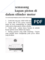 Cara Memasang Kelengkapan Piston Di Dalam Silinder Motor