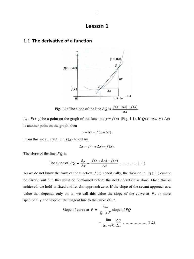 Calculus Lesson 1 | PDF | Derivative | Slope