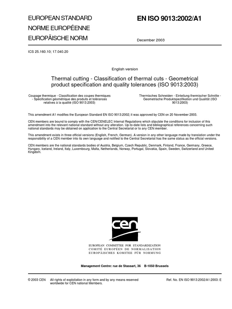 BS en Iso 9013 - 2003 | PDF | International Organization For ...