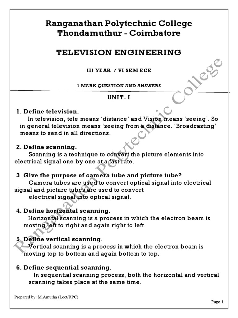 Television Engineering Overview | PDF | Cathode Ray Tube | Transmitter