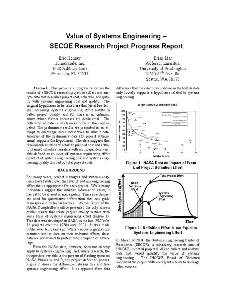 Value of Systems Engineering Report | PDF | Linear Trend Estimation ...