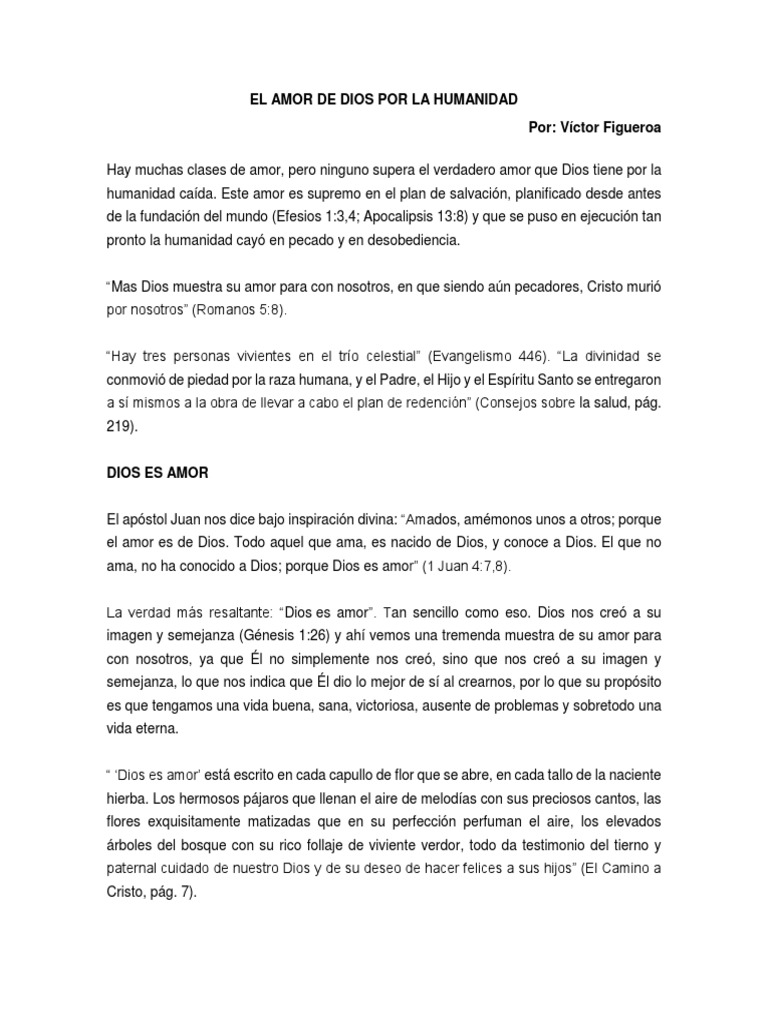 El Amor de Dios por la Humanidad | PDF | Cristo (título) | Salvación
