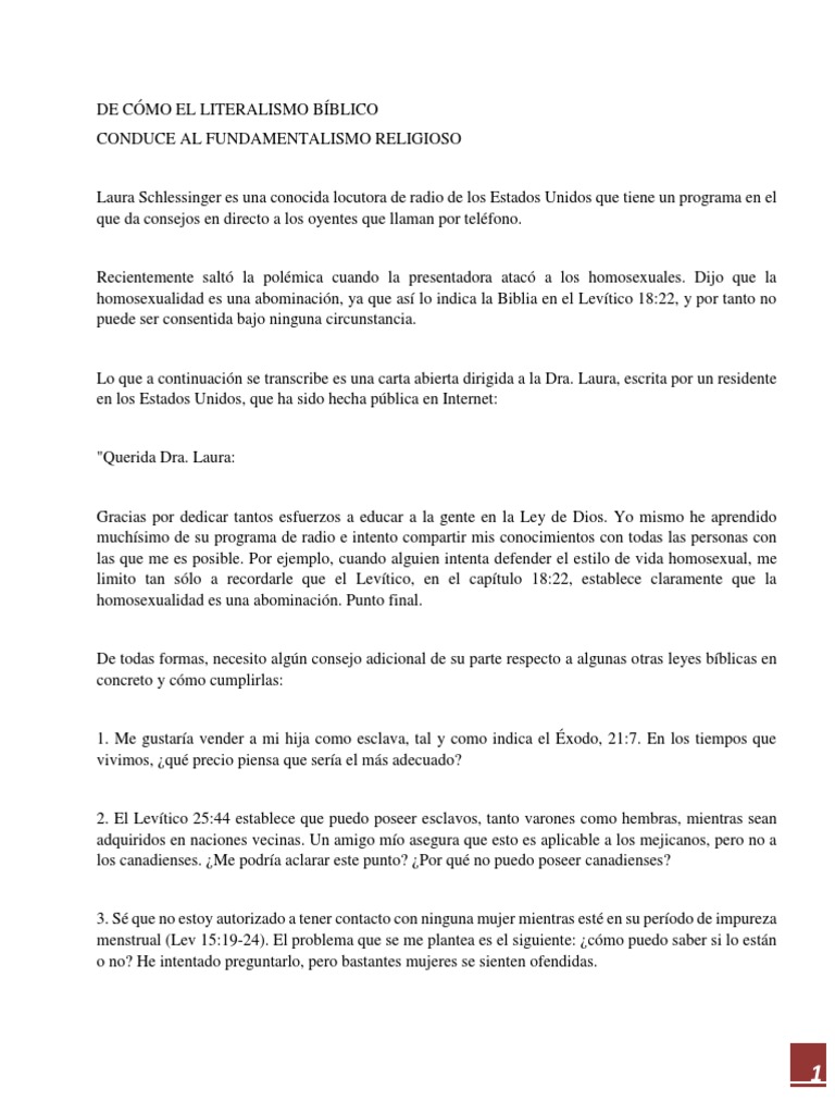 Literalismo Bíblico PDF Libro de levítico Biblia