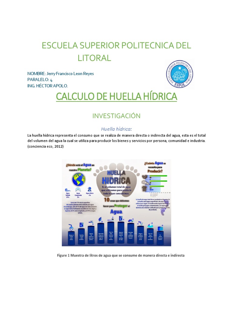 Cálculo y Ejemplo de Huella Hídrica | PDF | Uso del agua ...