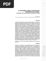 A TOPONÍMIA COMO CONSTRUÇÃO HISTÓRICO-CULTURAL