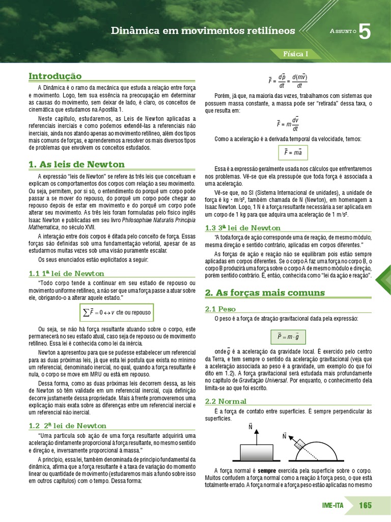 Ime-Ita Apostila Fisica Vol 2 | PDF | Leis do Movimento de Newton | Inércia