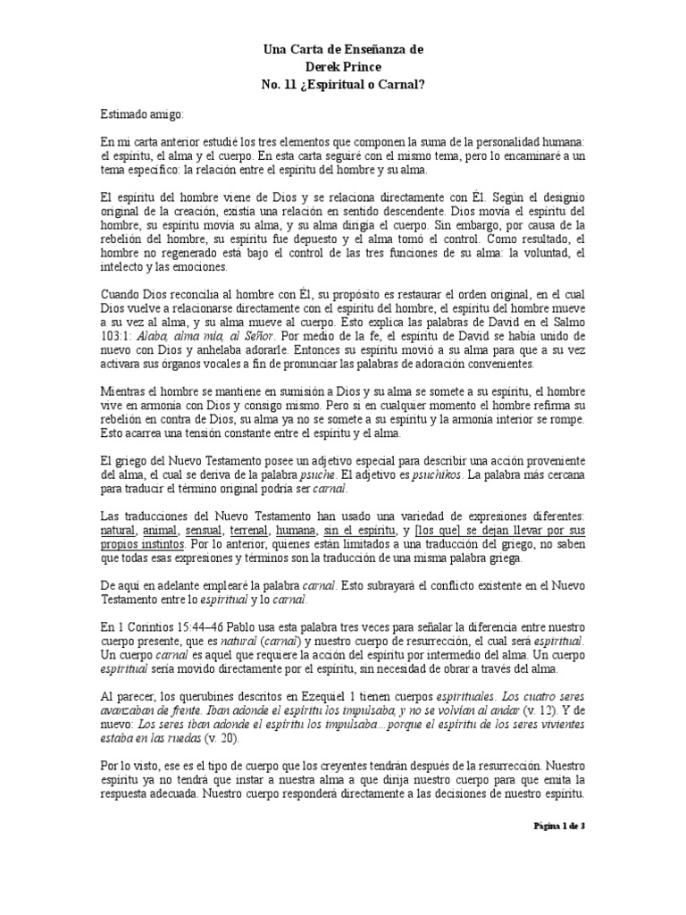 Espiritual o Carnal - Derek Prince PDF | PDF | Filosofía