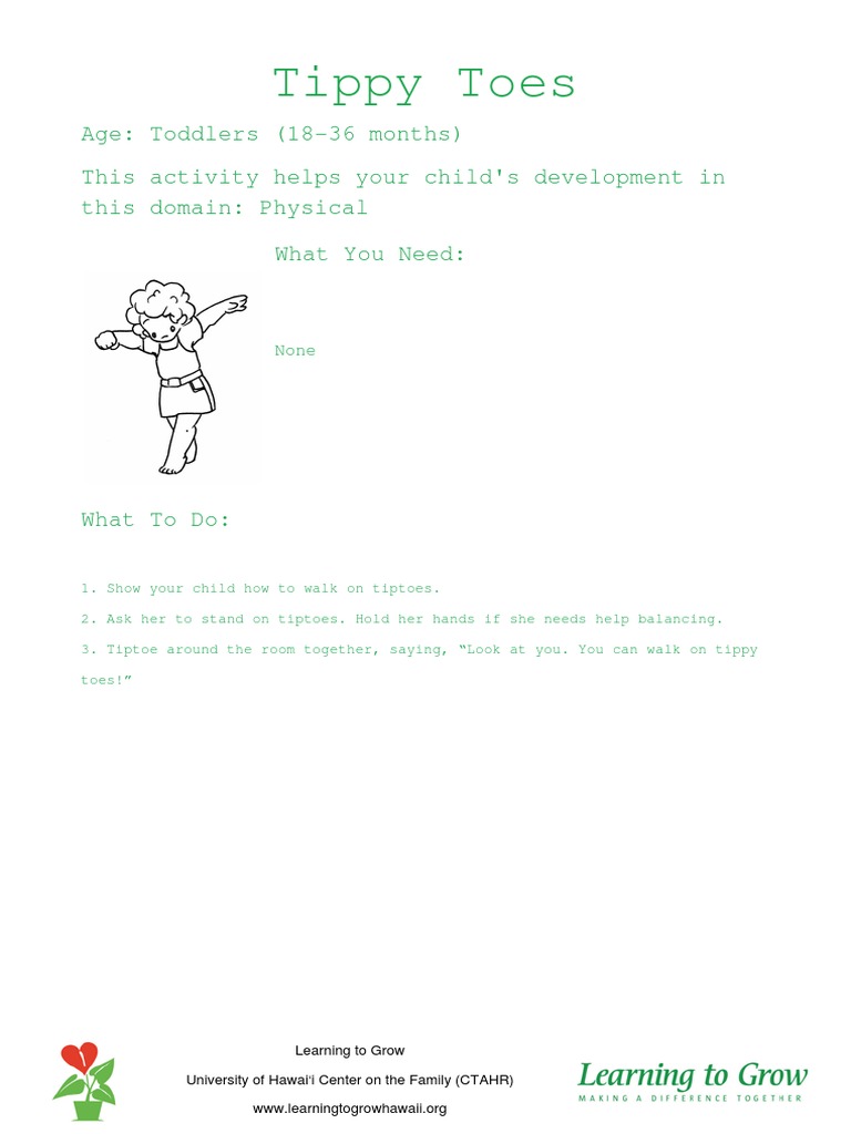 Tippy Toes Activity for Toddlers | PDF