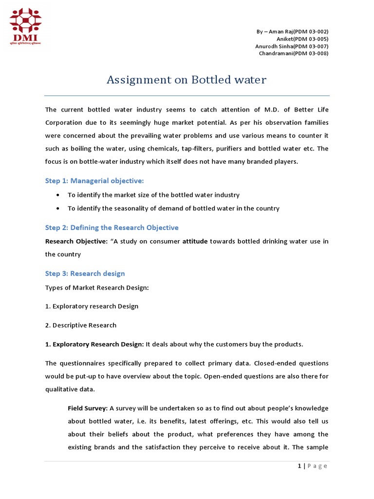 Bottled Water Research Assignment | PDF | Research Design | Bottled Water