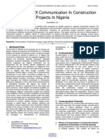 On The Role of Communication in Construction Projects in Nigeria PDF