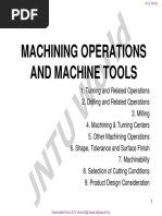 Machining Operations and Machine Tools: JNTU World