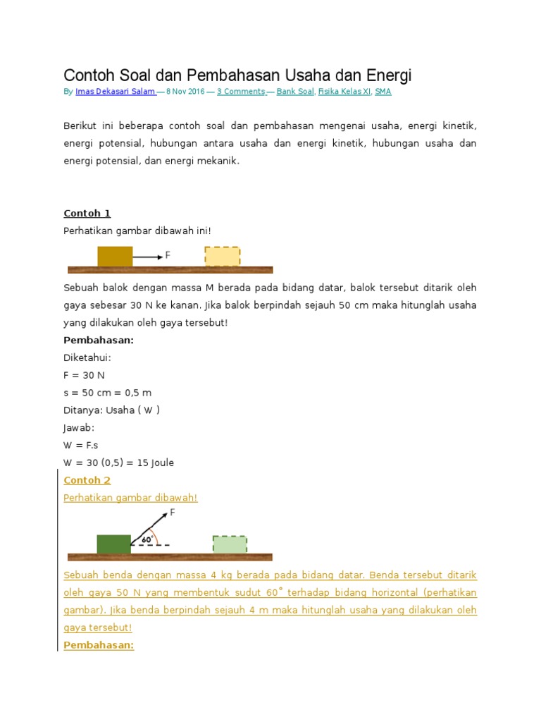 37+ Contoh Soal Usaha Dan Energi