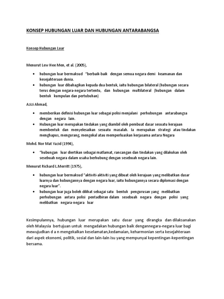 Konsep Hubungan Antarabangsa Dan Luar Pdf