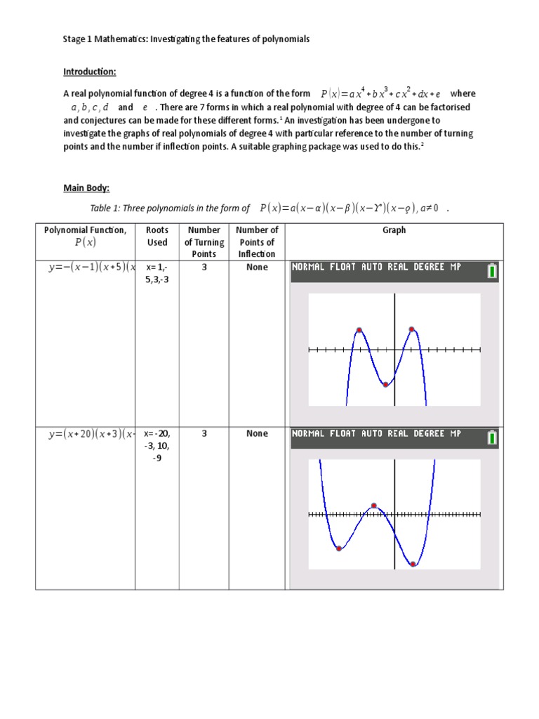 Investigating Polynomial Turning Points | PDF | Zero Of A Function ...