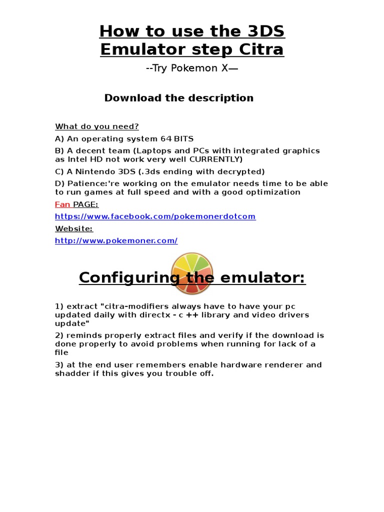 Walkthrough CITRA EMULATOR - TRY POKEMON X | PDF