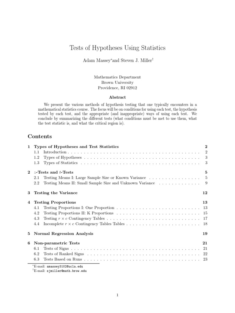 Type of Test - Hypotheses PDF | PDF | Statistical Hypothesis Testing ...