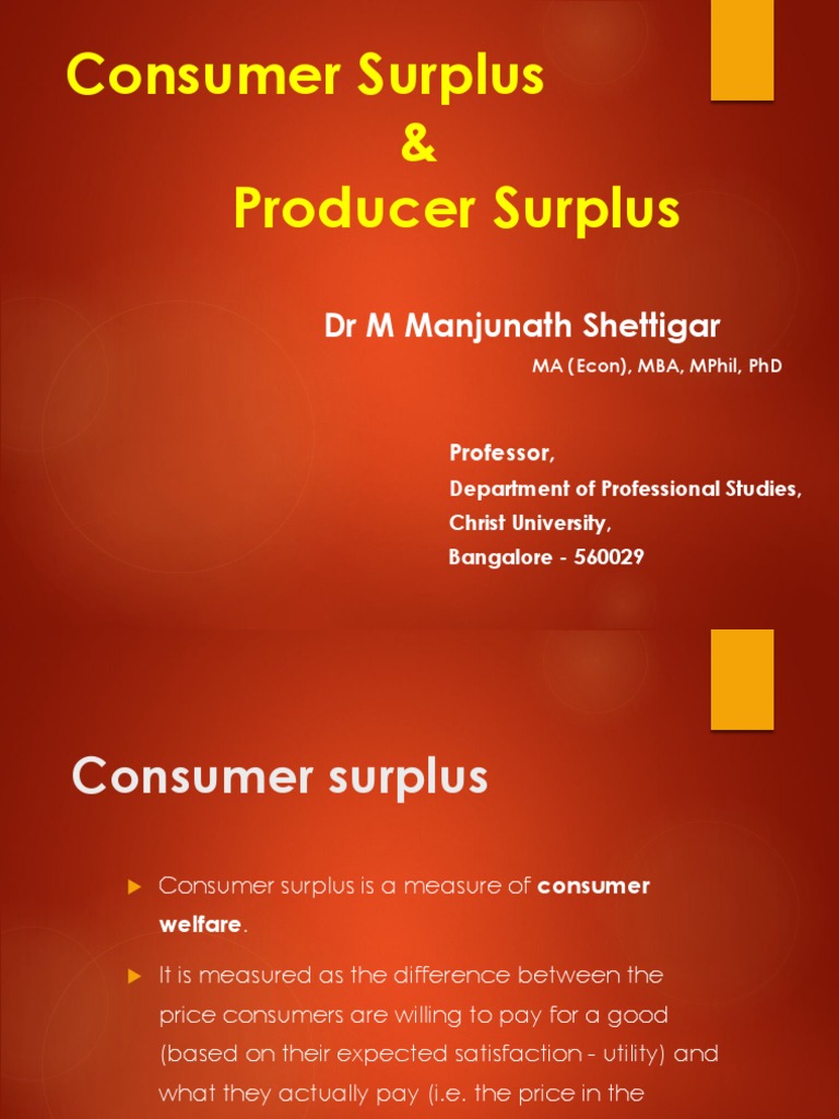 Economics Consumer Surplus Producer Surplus Pdf