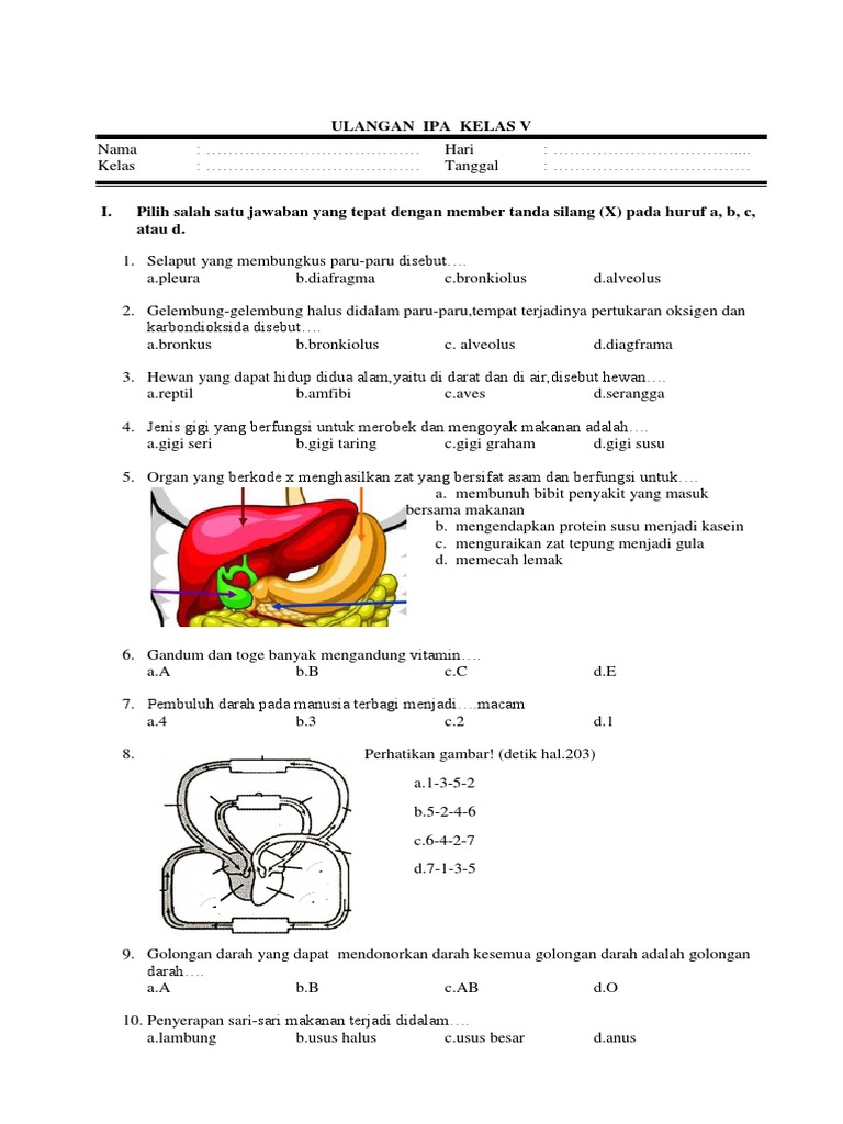 Ulangan Ipa Kelas V Semester 1