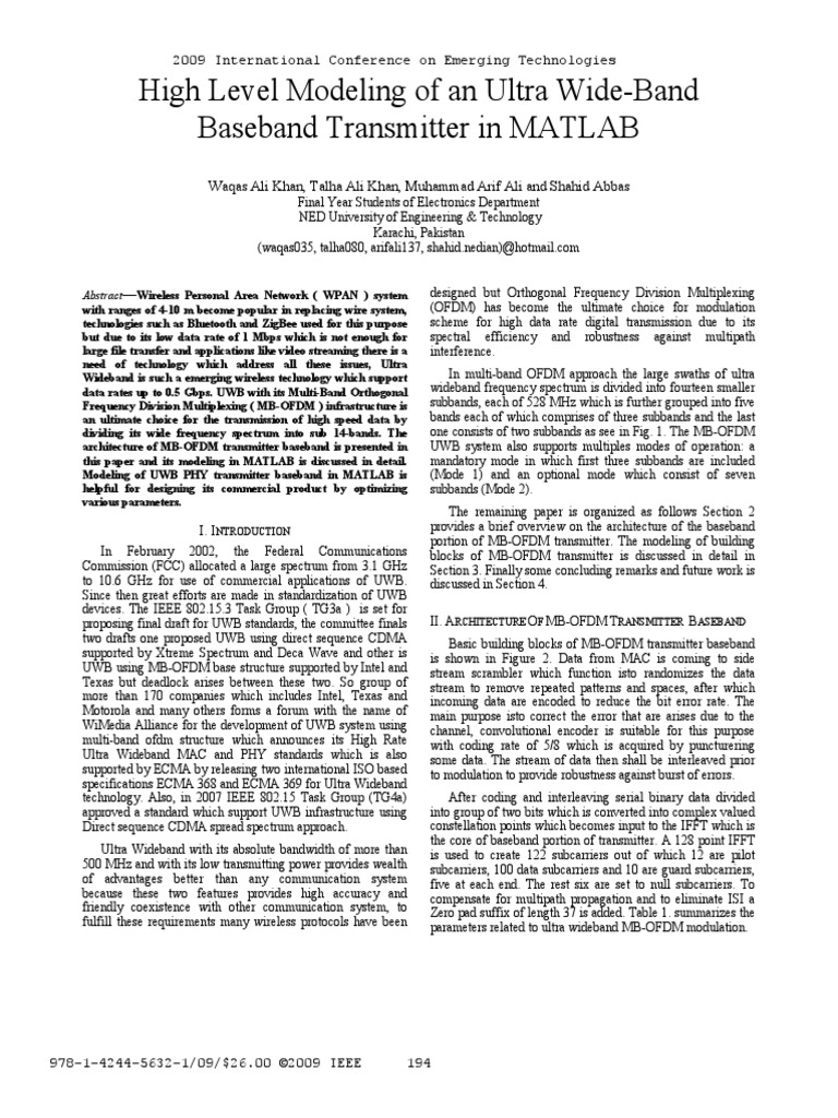 High Level Modeling of An Ultra Wide-Band Baseband Transmitter in ...