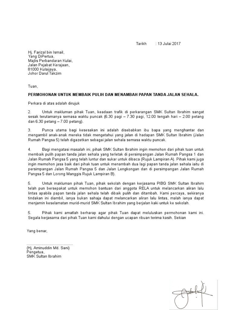 Contoh Surat Mohon Bantuan Baik Pulih Rumah Dan Asnaf