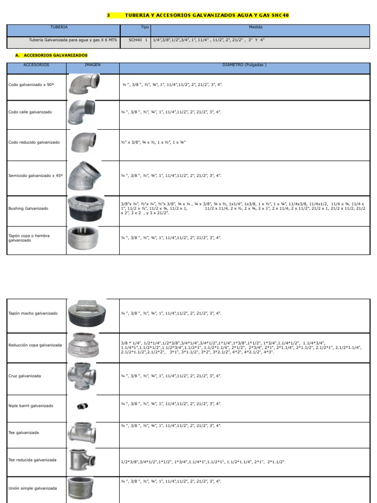 Tuberia Y Accesorios Galvanizados Agua Y Gas Shc40