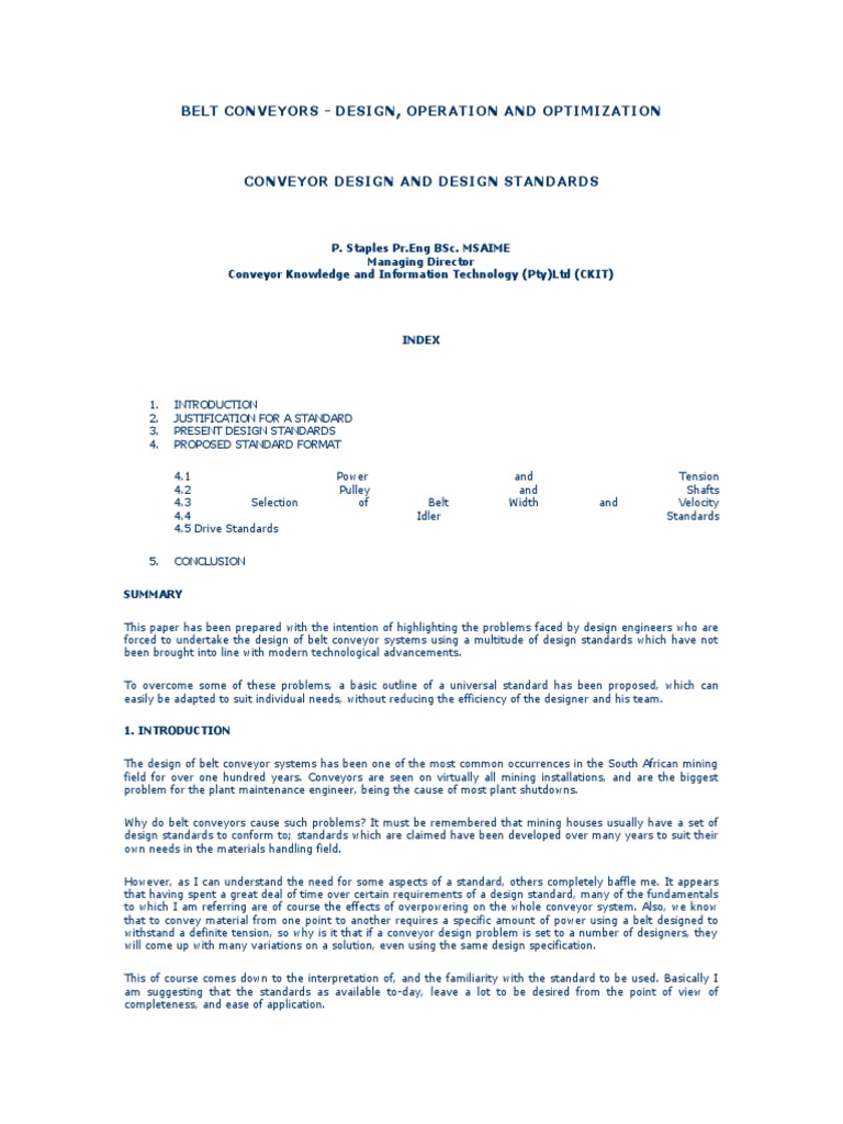 CEMA Standards for Belt Conveyor Design | PDF | Belt (Mechanical ...