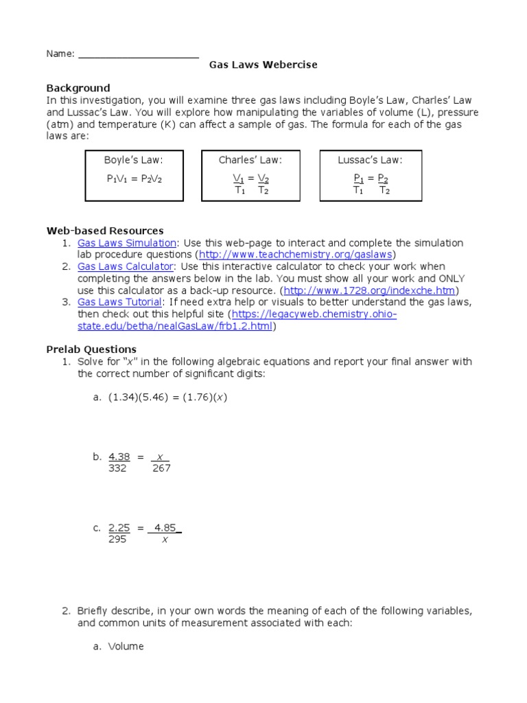 Gas law essay questions image