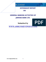 Internship Report On General Banking Activities of Jamuna Bank