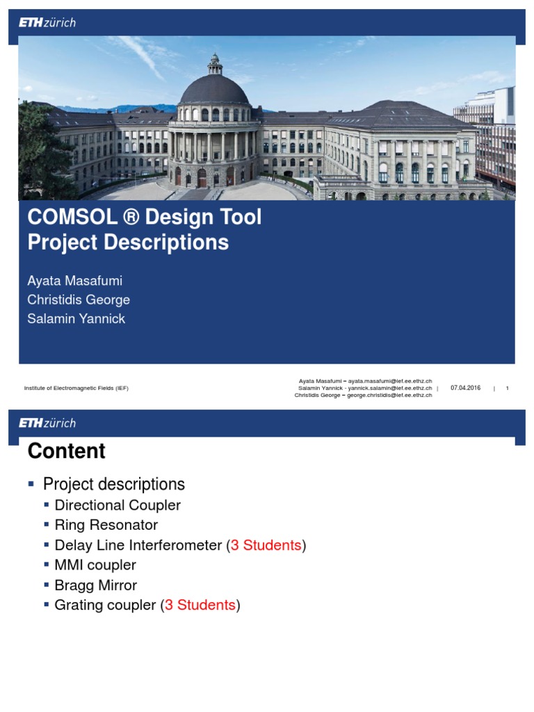 COMSOL Design Tool - Projects | Mirror | Optical Fiber