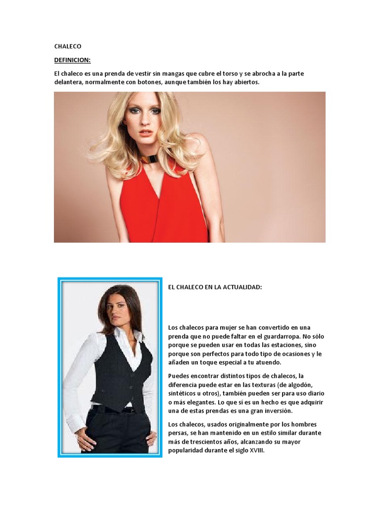 CHALECO de Vestir de Mujer | PDF | Fashion | Softlines (venta minorista)