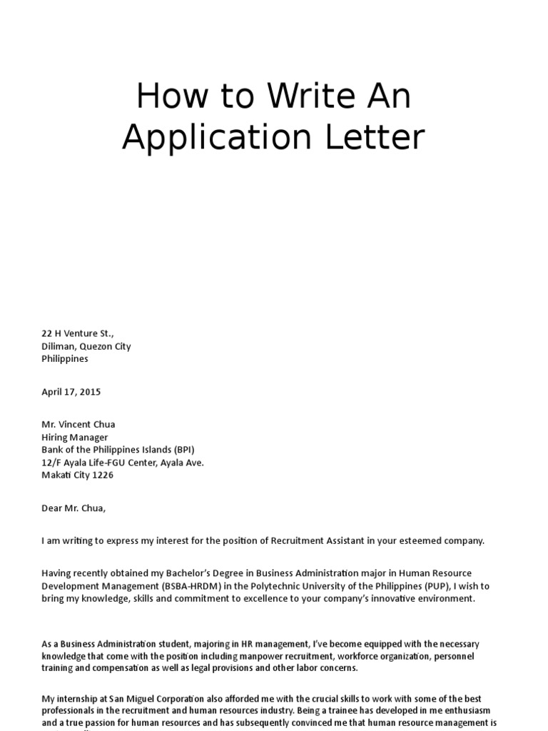 How To Write An Application Letter | PDF | Business | Finance 