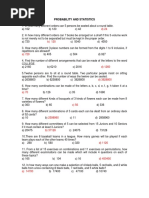 Problems Quiz PROB and STAT CHE With Answer Key