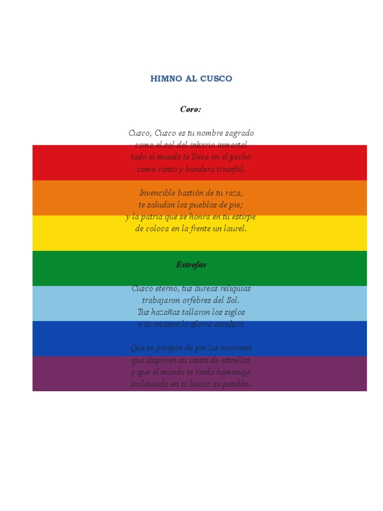 Himno al Cusco: Letra y Significado | PDF