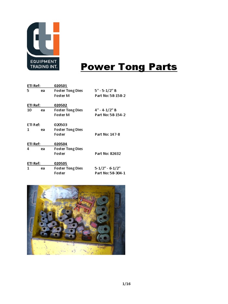 Power Tong Parts | PDF