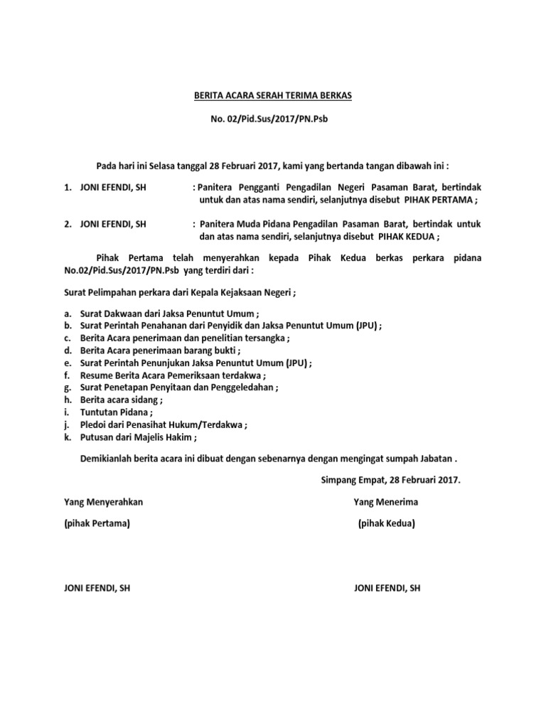 Contoh Surat Tanda Terima Berkas Nusagates