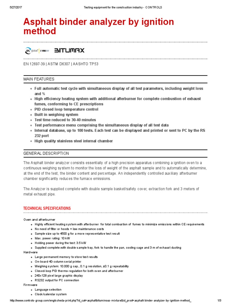 Asphalt Binder Analyzer by Ignition Method | Download Free PDF | Hvac ...