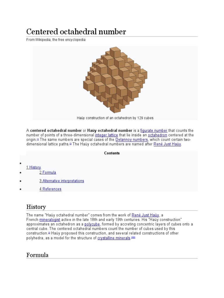 Centered Octahedral Numbers Explained | PDF | Space | Numbers