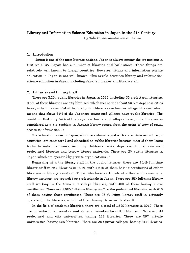 Library and Information Science Education in Japan in The 21st Century