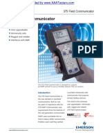 Emerson HART 375 Field Communicator Specifications Spec Sheet