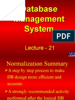 Database Management System Lecture - 21 Normalization Summary