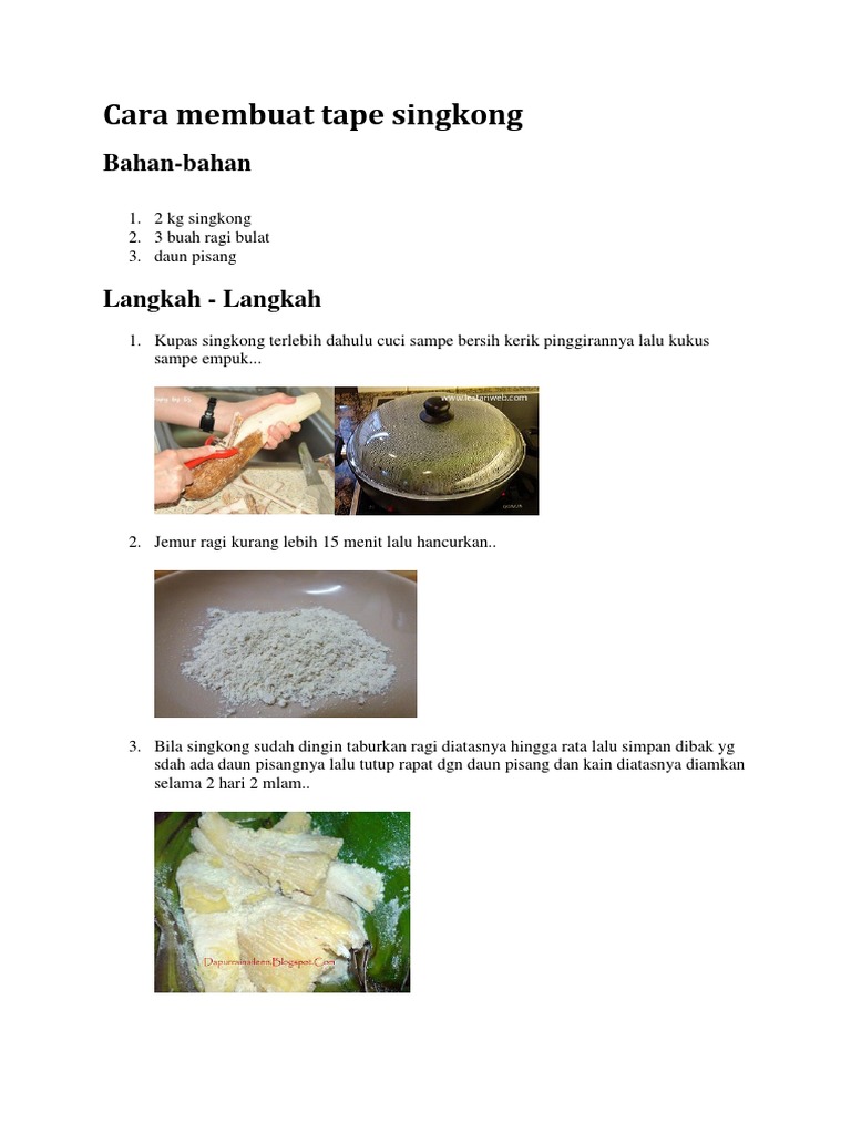 Cara Membuat Tape Singkong | PDF