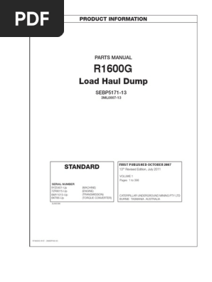 R1600G Parts Manual Overview | PDF | Engines | Equipment