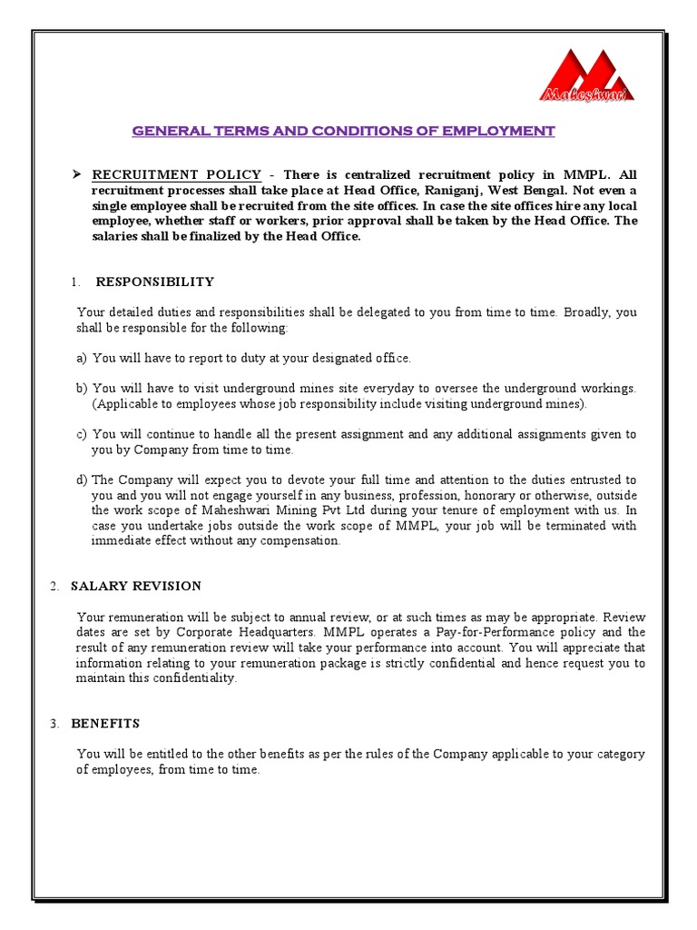 General Terms and Conditions of Appointment 1 | PDF | Settlement 