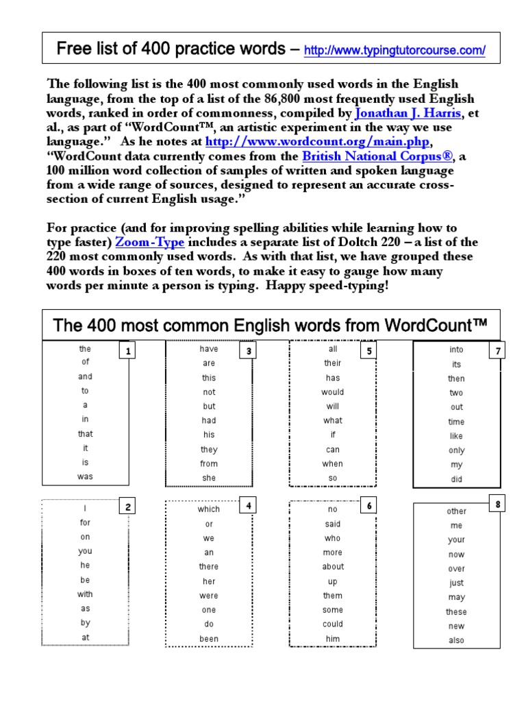 400-most-common-words-typing-list