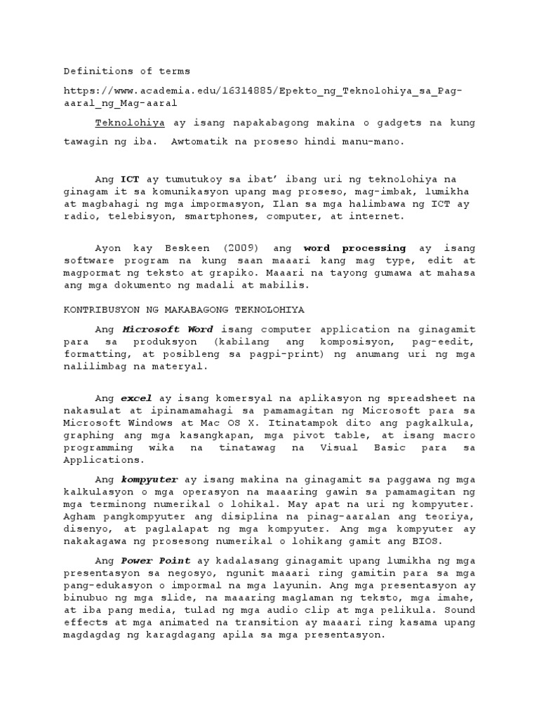 Definitions of Terms | PDF