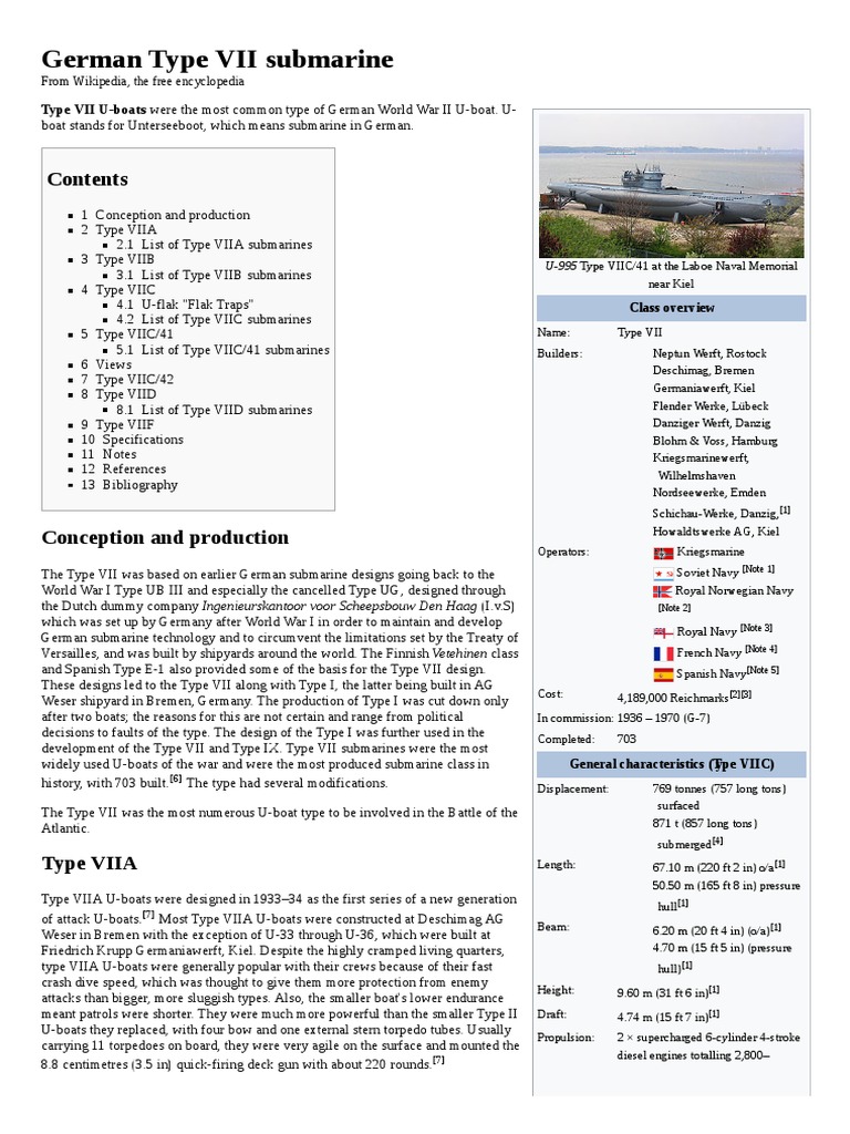 German Type VII Submarine | PDF | Naval Warfare | U Boats