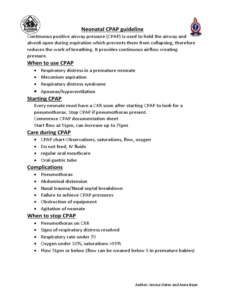 Neonatal CPAP Guideline | PDF